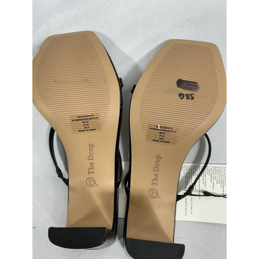 Womans New With Tags The Drop Strappy Slip On Sandals 10 Black Snake Skin - Picture 7 of 10